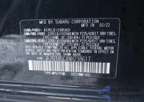 2022 Subaru Crosstrek Sport from USA, damaged, VIN JF2GTHSC4NH238617